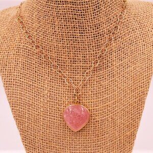 Carved Lotus Rose Quartz Necklace NWT